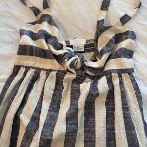 Cooperative Urban Outfitters Striped Tie Front Mini Dress Navy Cream Size 4